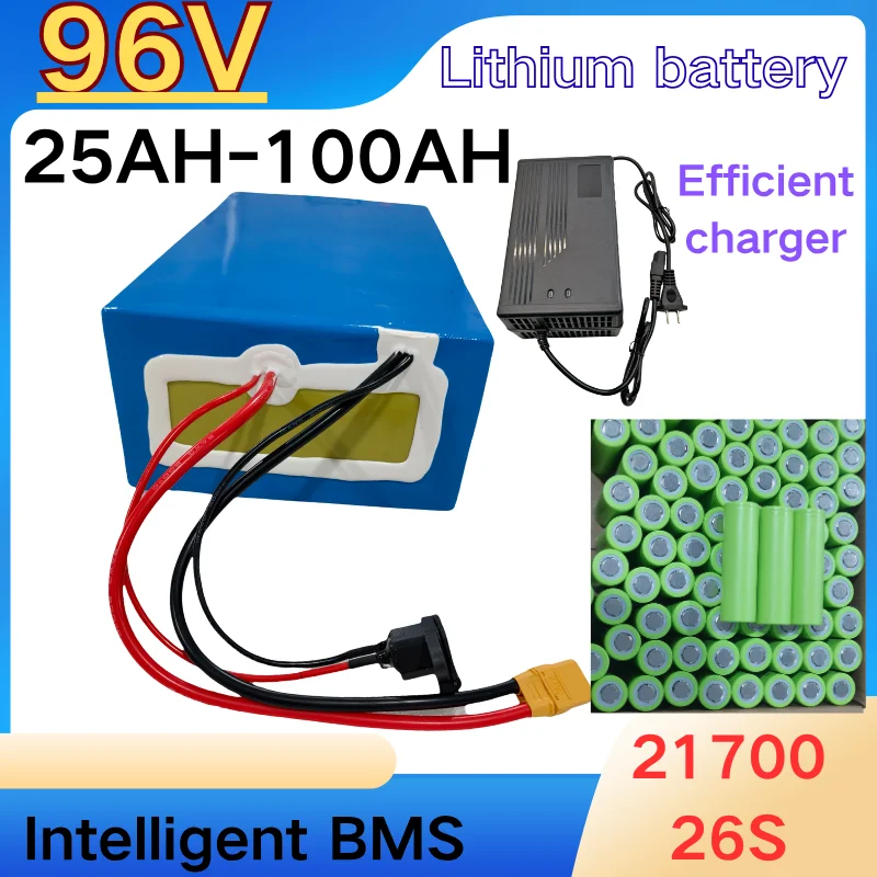 

96 В 50 Ач 80 Ач 100 Ач 30 Ач 40 Ач литий-ионный аккумулятор Bluetooth BMS APP для 5000 Вт мотор-робот-самокат мотоцикл AGV + зарядное устройство