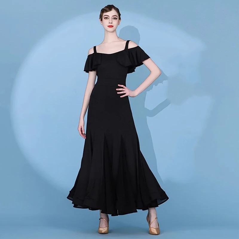 Women Modern Dance Dress  2024 New Elegant Ballroom Prictice Costumes Short Sleeves Tango Waltz Performance Clothes Stage Wear