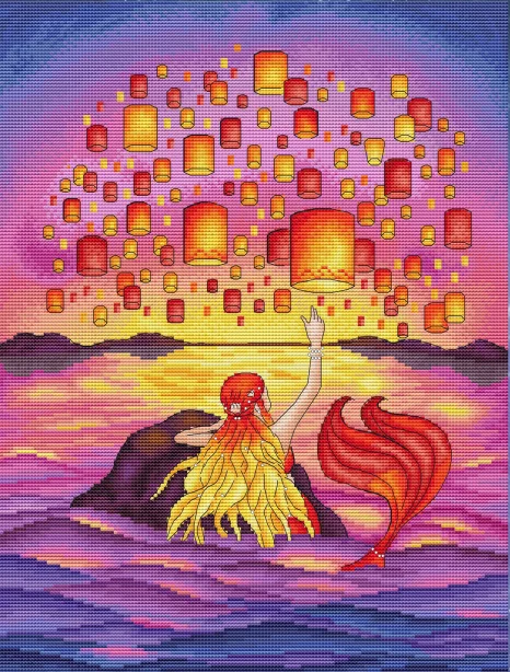 mermaid and wishing lamp 38-46 counted 16CT 14CT 18CT DIY Cross Stitch Sets Chinese Cross-stitch Kits Embroidery Needlework