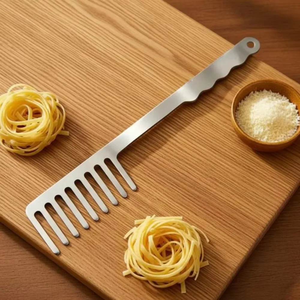 Stainless Steel Spaghetti Drainage Comb Heat Dissipation Long Handle Spaghetti Serving Fork Rust-proof Noodle Stirring Fork