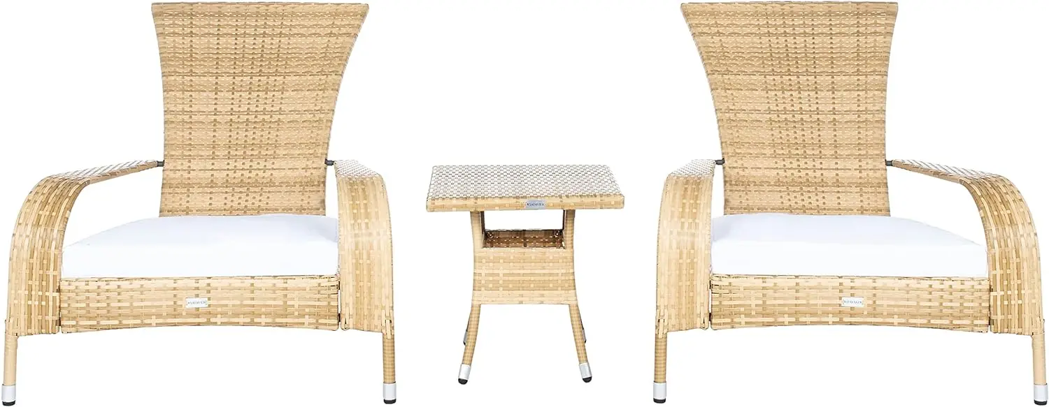 Outdoor Collection Edna Natural/White Cushion 3-Piece Lounge Set with Table