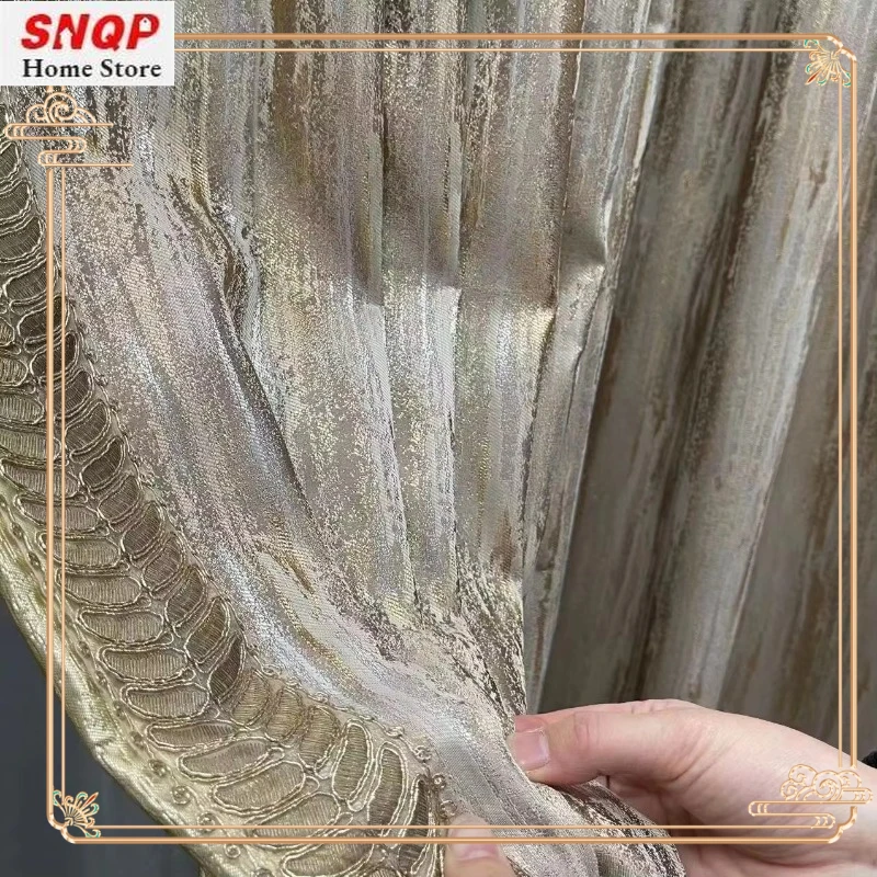 Modern Curtains for Living Room Dining Bedroom Luxury Champagne Gold Italian Minimalist Satin Galaxy Elegant Exquisite Window