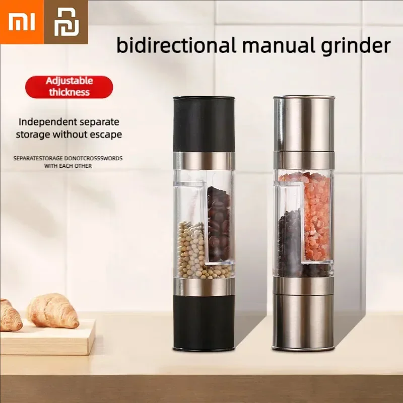 Xiaomi Youpin Double-ended Manual Black Pepper Grinder Stainless Steel Grinder Kitchen Supplies Seasoning Bottle For Pepper Salt