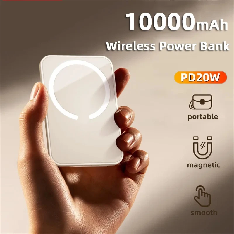 10000mAh Portable Wireless Power Bank PD USB C Fast Charger External Spare Battery Magnetic Macsafe Powerbank For iPhone Samsung