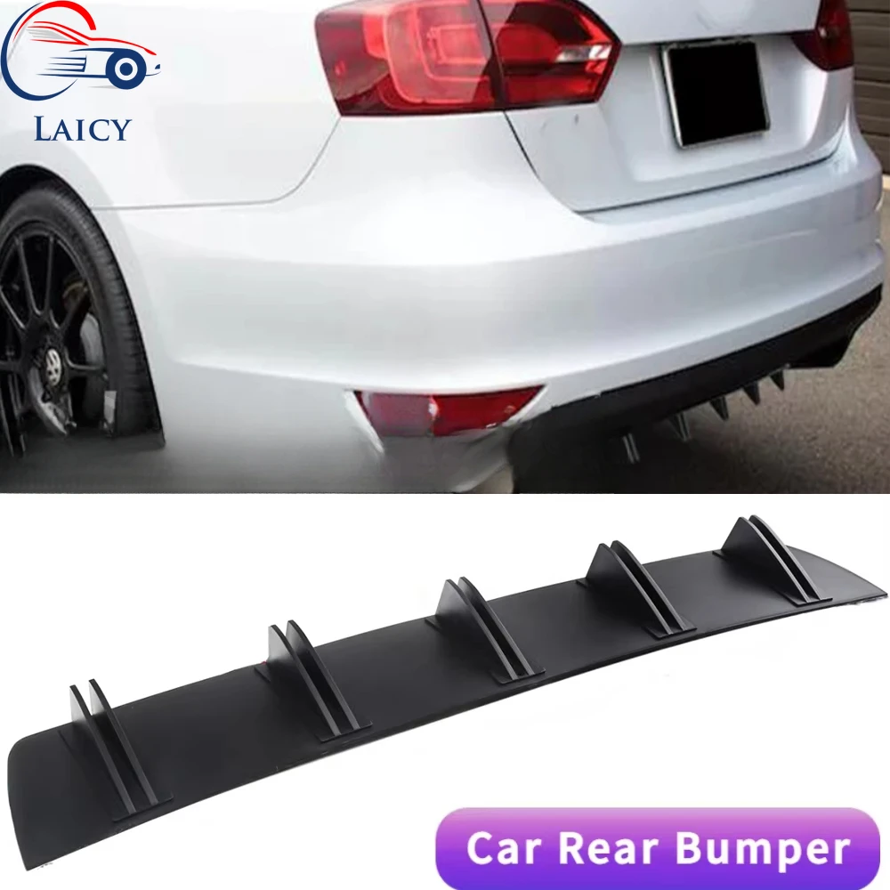 

LAICY For Jetta Car Rear Diffuser Shark Fins Bumper Splitter Chin Spoiler Lip Black Shunt Rear Bumper Lip CARBON FIBER