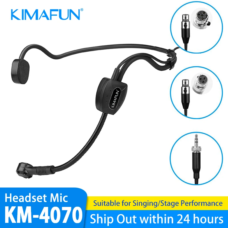 KIMAFUN Wired Headset Microphone Dual Ear Megaphone Radio Microphones For Hosting Singing Teaching Speech Stage Performance