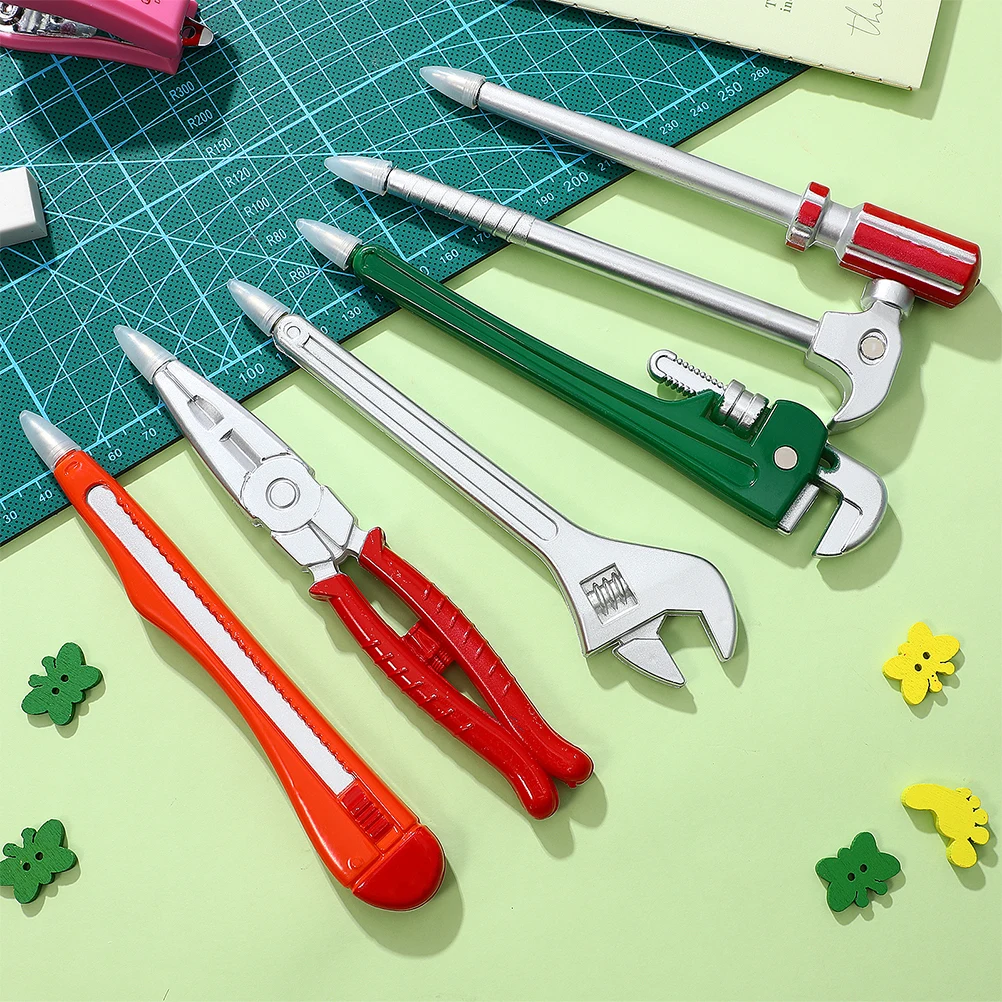 

6pcs Writing Pen Hardwares Tool Shaped Ballpoint Pens Fine Point Smooth Writing For Students Creative Gift Plastic