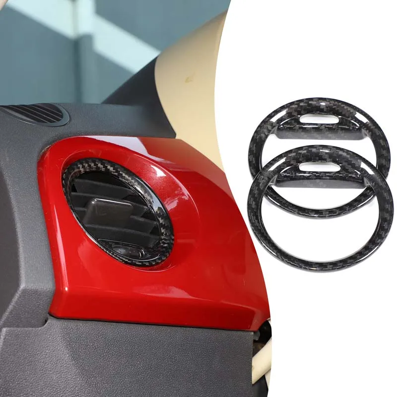 

2piece set Real carbon fiber For Fiat 500 Abarth 2008-2015 car center control side air outlet frame car decorative accessories
