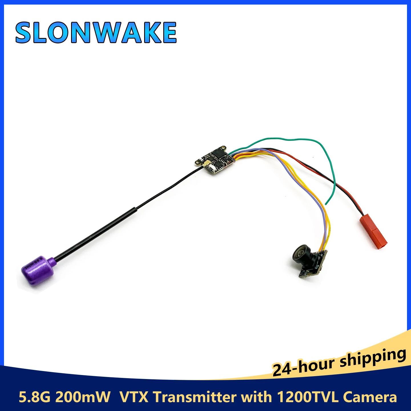 SLONWAKE 5.8G 48CH FPV VTX Camera Combo - 25-200mW Adjustable Power 1200TVL 5V Ultra Mini AIO for RC FPV Racing Drones