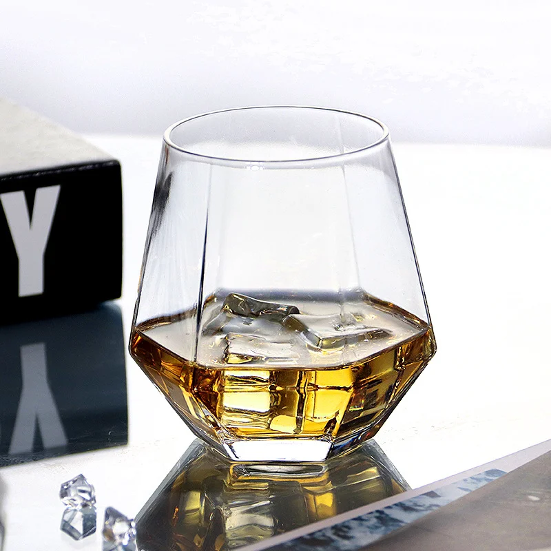 Whiskey Shot Glass Crystal Glass Wine Glass Diamond Shape Transparent Wine Glass Nightclub Wholesale Glass Household Drinkware