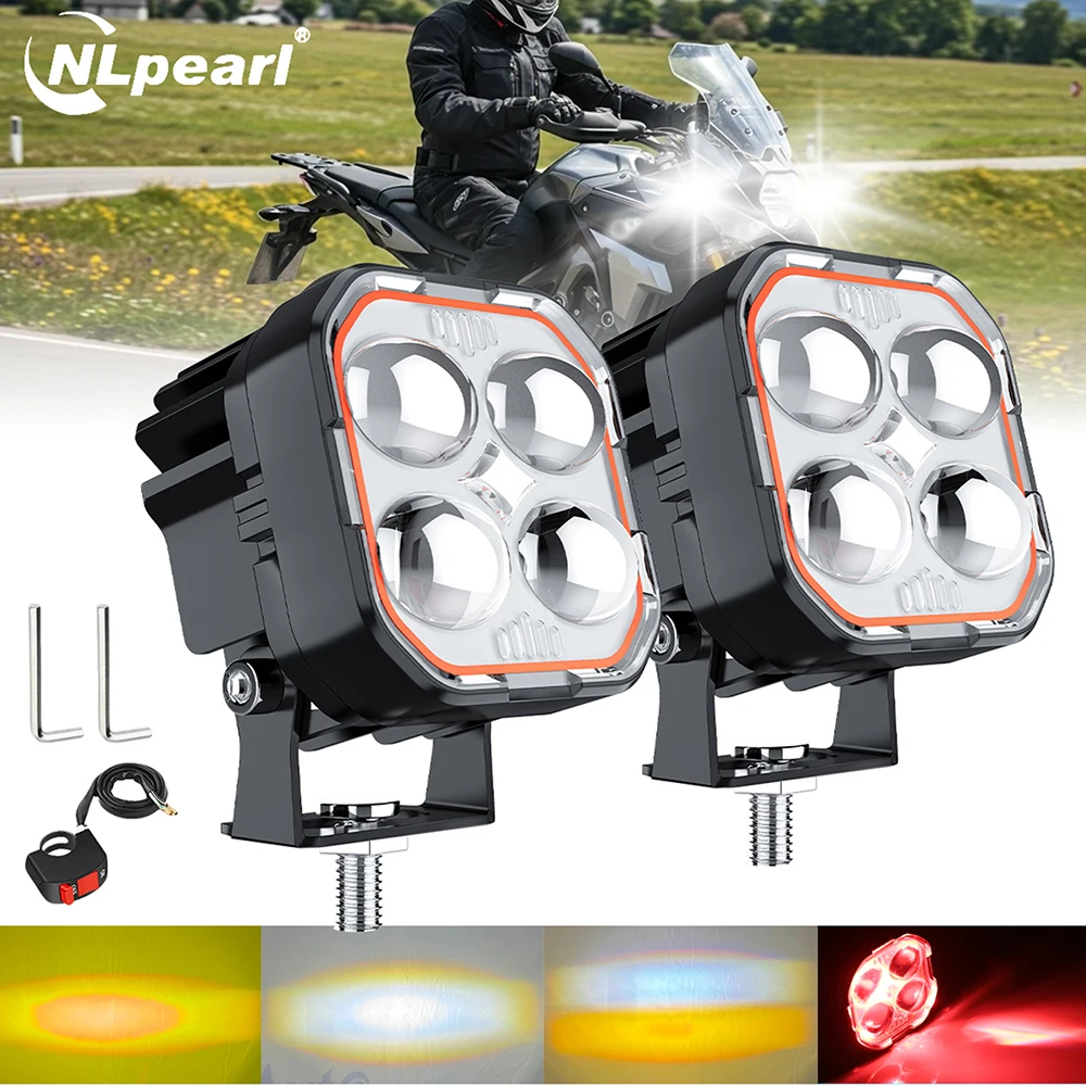 

2,5-дюймовые светодиодные противотуманные фары для вождения мотоцикла, вспомогательный двойной проектор, стробоскопическая линза проектора, прожектор, двойной Hi/Lo Beam, рабочая лампа
