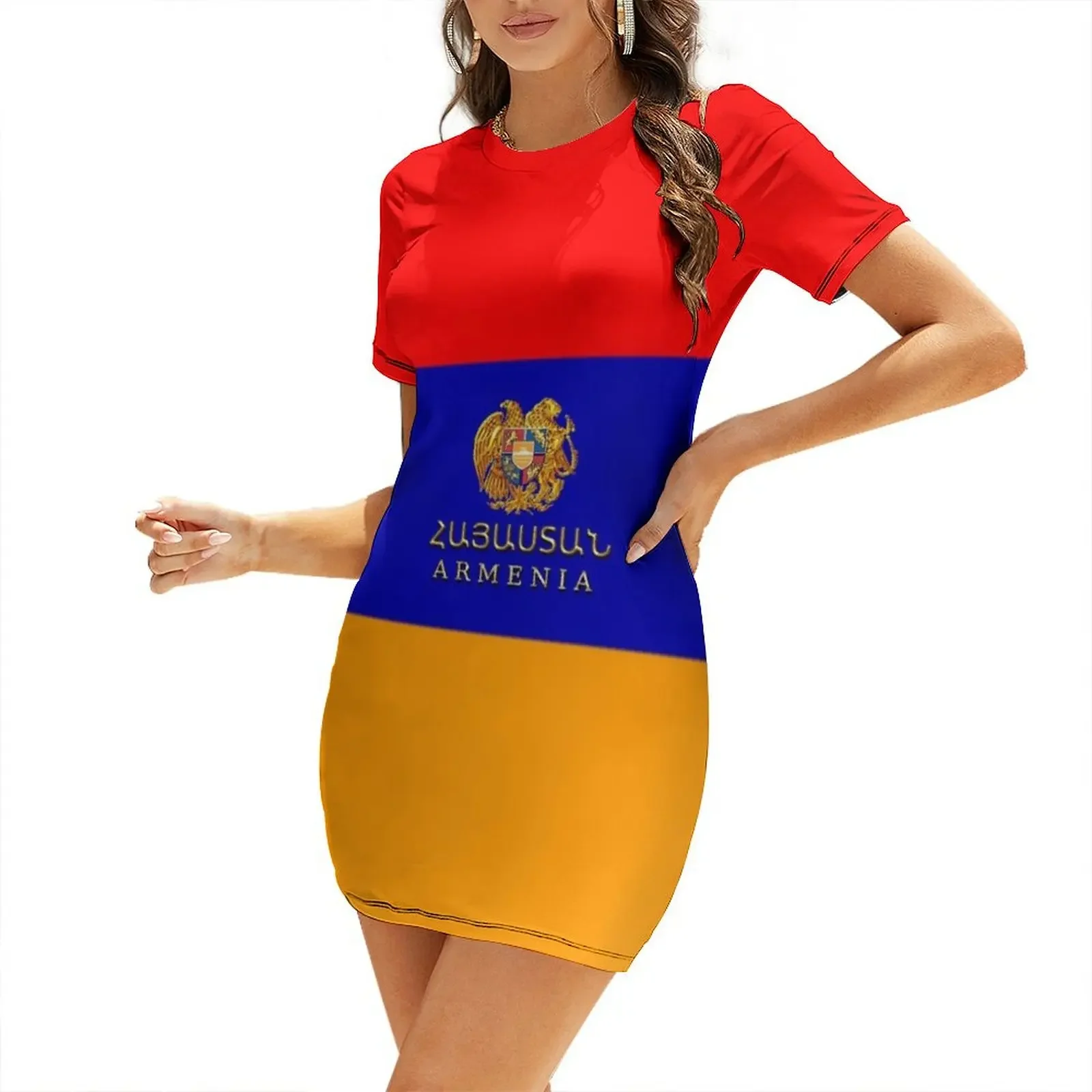 

Armenian Flag () Short-Sleeved Dress womens clothing women's evening dress 2026 dresses summer woman 2026