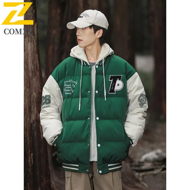 COMXZ Men Winter Jacket Hooded Design Soft Warm Camping Daily Life Fit Holiday Outing Padding Coat Windproof Winter Jackets