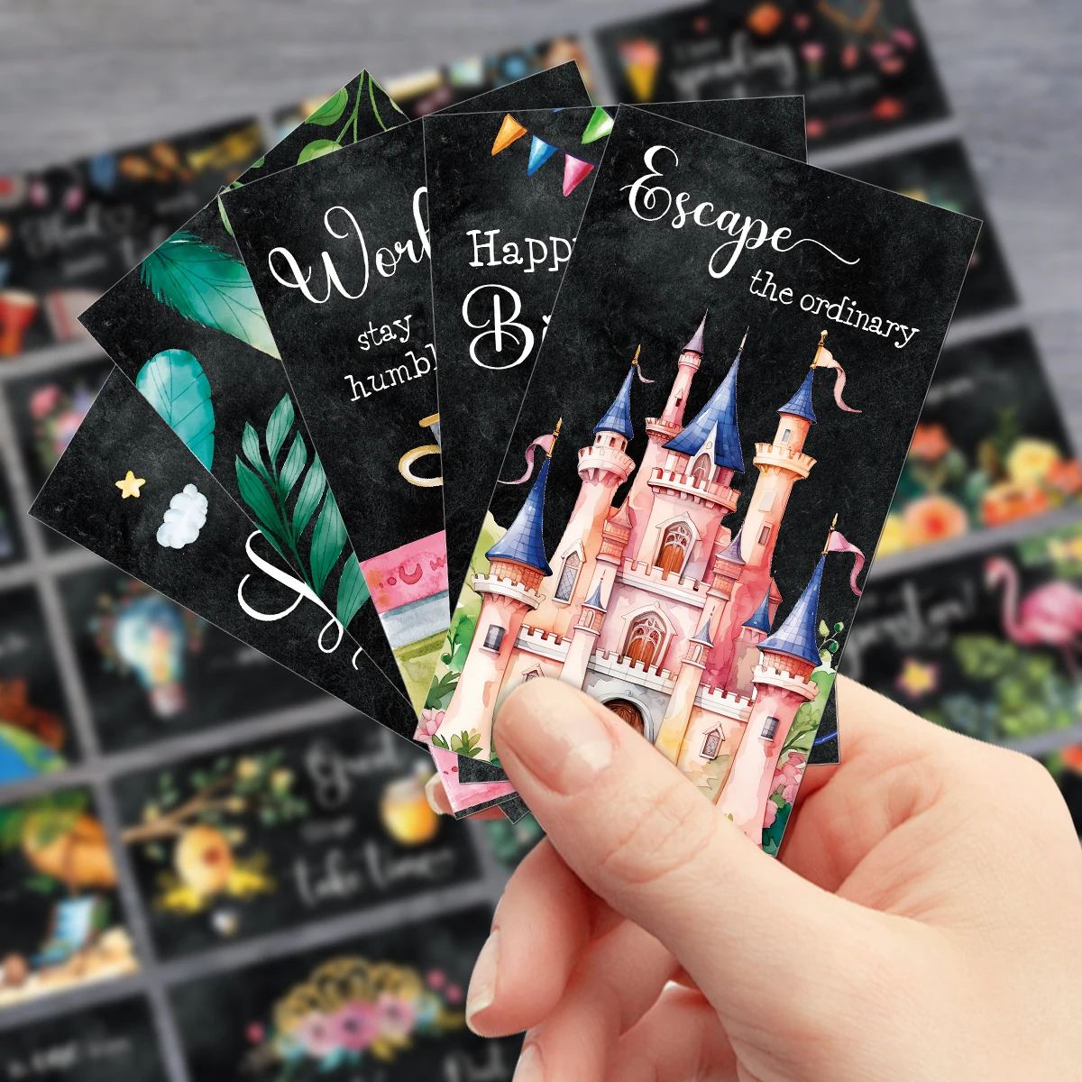 60pcs Inspirational Cards Motivational Lunch Box Notes,Chalkboard Message Cards with Quotes,Positive Affirmations Card for Women