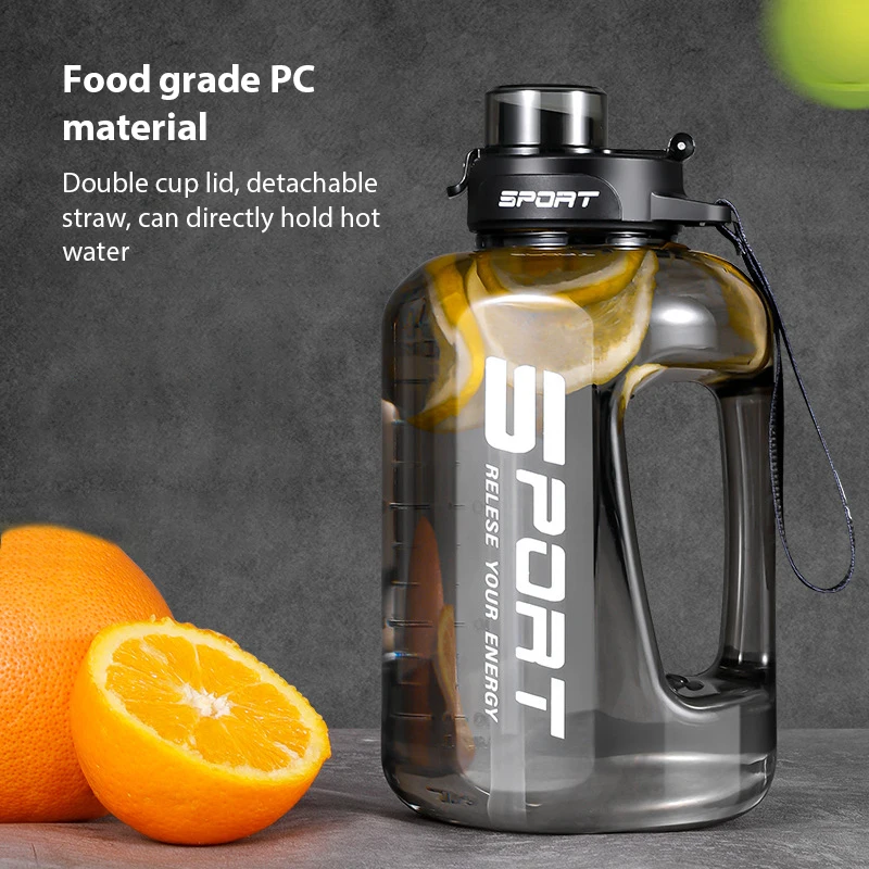 1700ML/2500ML Large-capacity Netflix Straw Pot Belly Cup Sports Water Bottle Ton Ton Bucket Students Portable Plastic Space Cup