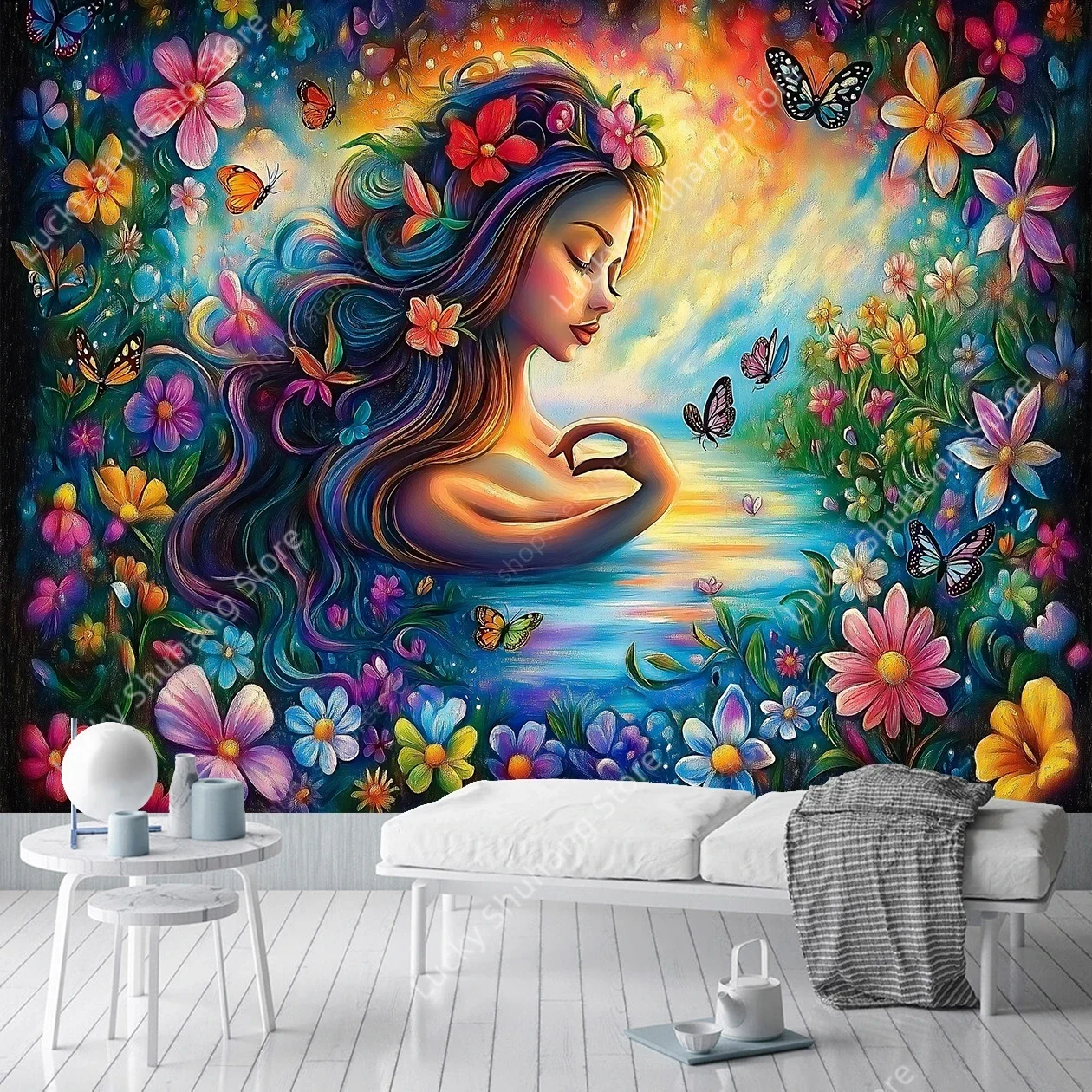 Tapisserie de méditation serène Zen Yoga, Art mural pour salon, chambre à coucher, Design inspiré de la pleine conscience, esthétique Boho apaisante