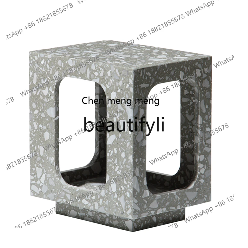 

Modern creative side table/retro terrazzo bedside table, small side table storage H