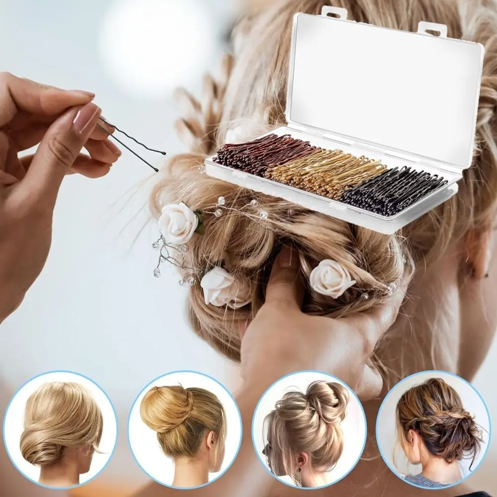 

300 Pcs New Brown Blonde Bobby Pins Black Hair Premium Hair Pins 2 Inch with store box Hair Stylish Tools for Women and Girls