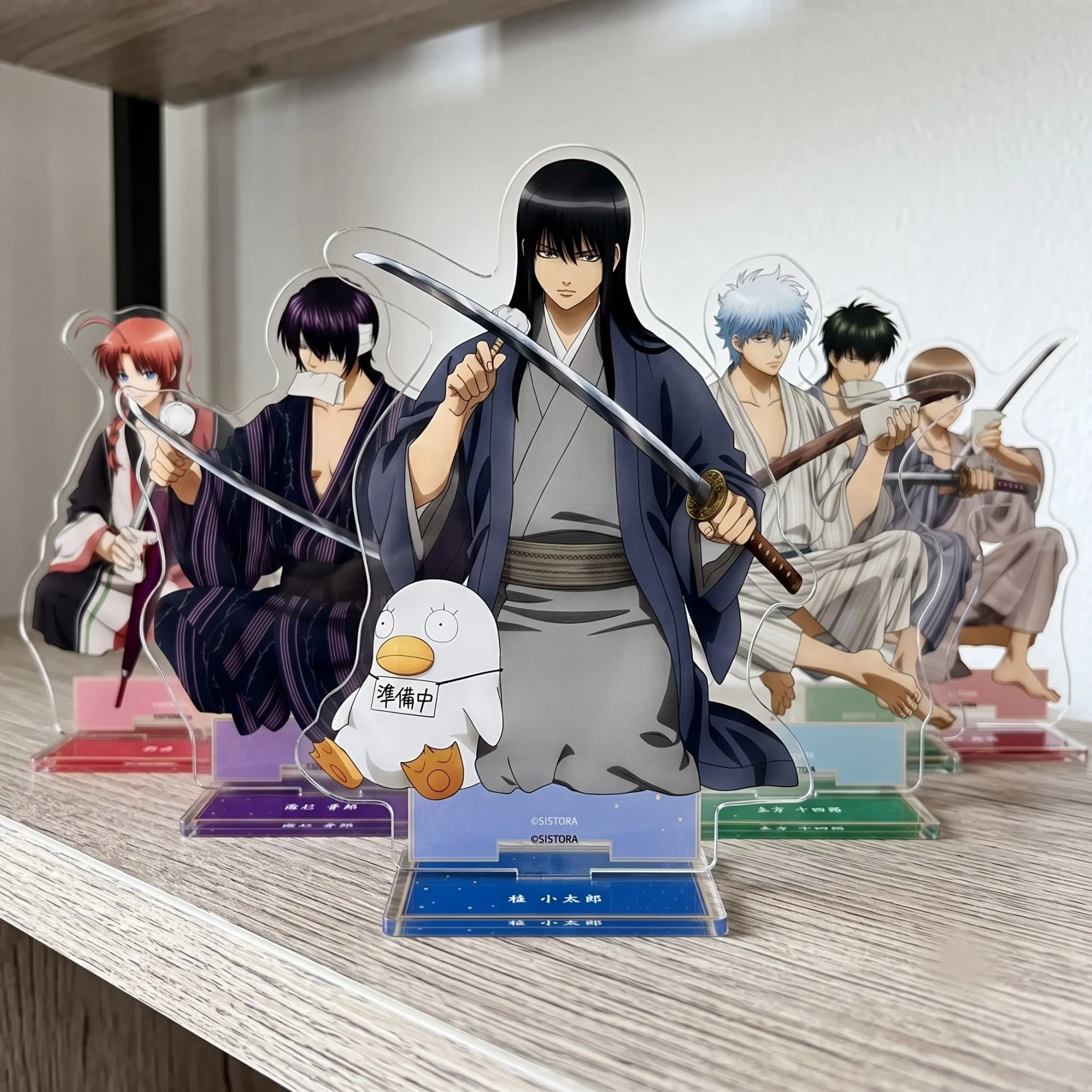Gintama 15cm Anime Acrylic Stand Figure Gintoki Kagura Hijikata Okita Keychain 20th Anniversary Battle Pose Character Ornament