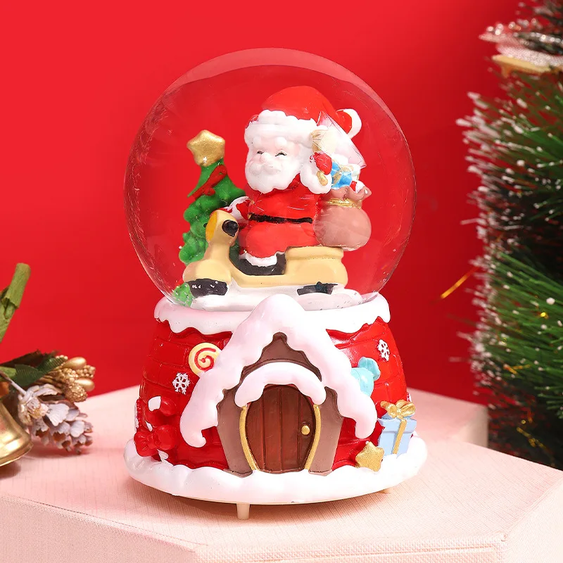 3D Santa Claus Sled Snowman Crystal Ball Music Box Colorful Lights Snow Princess Dream Birthday Party Valentine\'s Day Gift