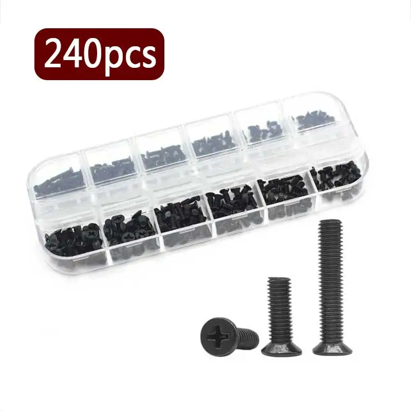 240pcs Lenovo ASUS Sony Dell HP notebook universal screw electronic digital small screws M2 M2.5 M3 Black Screws Assortment Kit