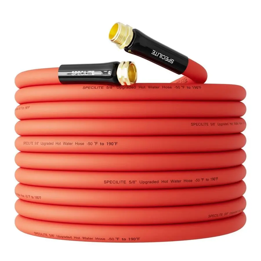 

5 8 Hot Cold Rubber Garden Water Hose 50 ft, 50190, 200psi Working, 600psi Burst, Flexible amp Lightweight With 3 4 Brass Fittin