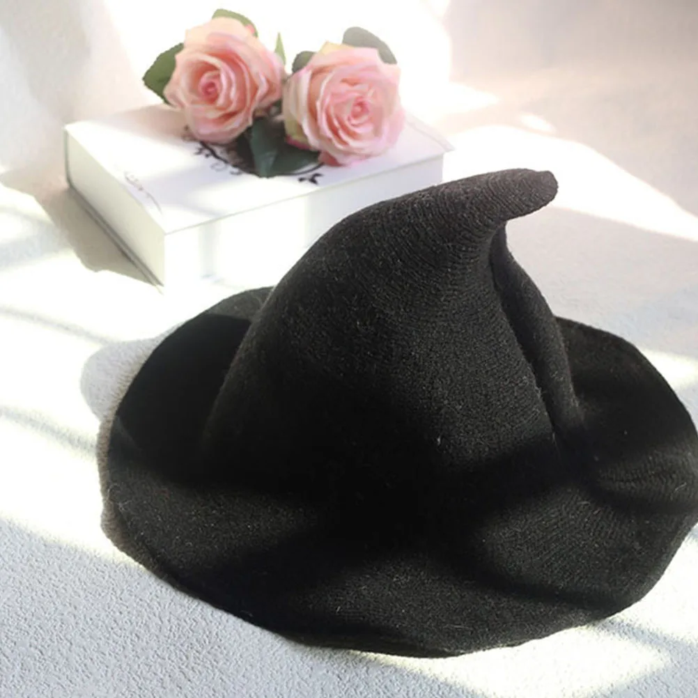 

Lady Knitted Hat Woman Wool Warm Knit Witch Beanie Winter Fisherman Hat for Masquerade Cosplay Costume Accessory