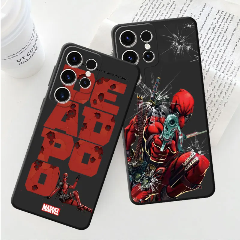 Black Soft Luxury Case for Samsung Galaxy S10e S8 S7 S22 Plus S23 24 Ultra 5G S21 S10 S9 S20 FE S7 Cover Marvel Deadpool Hero