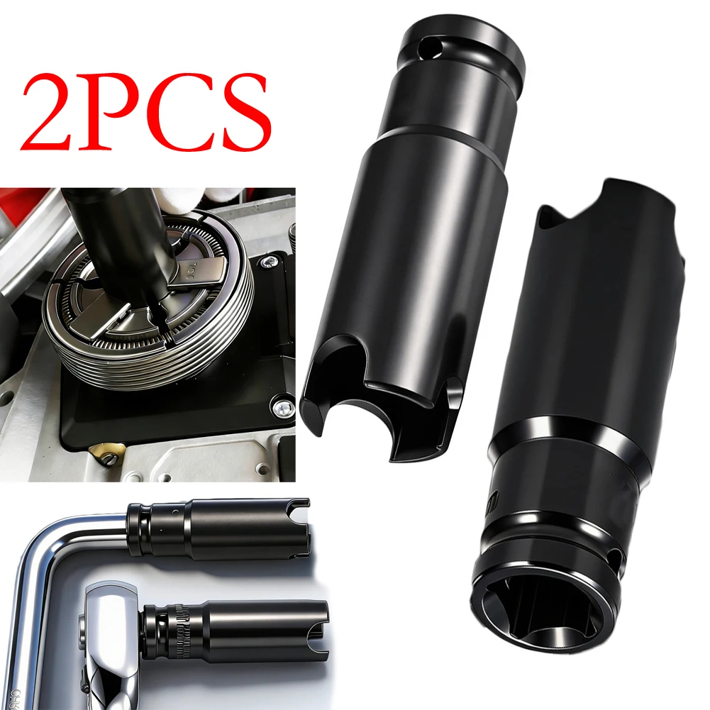 2pcs 52/58 Chainsaw Clutch Removal Socket Wrench 1/2 Inch Drive Interface Three Claw Thickened Socket Clutch Sleeve Black