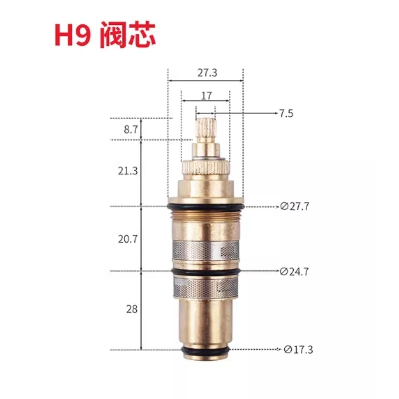 H-9 Solid Brass Thermostatic Cartridge Leakproof Mixing Valve Core Replacement for Shower Solar Heater Bathroom Water