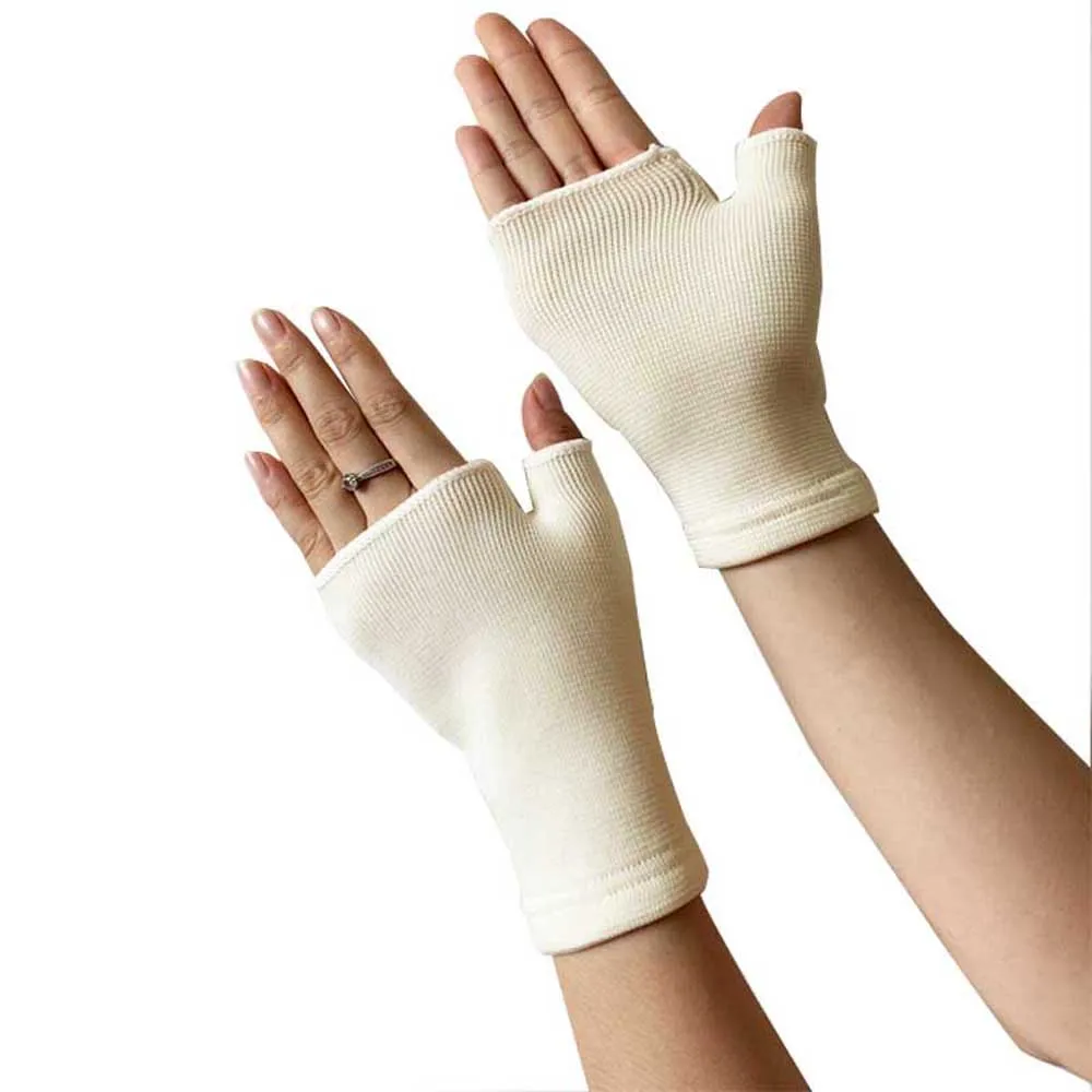 Student 1Pair Wrist Supports Palm Hand Latex Ventilate Fingerless Gloves Elastic Writting Mitten Wrist Guard Gloves