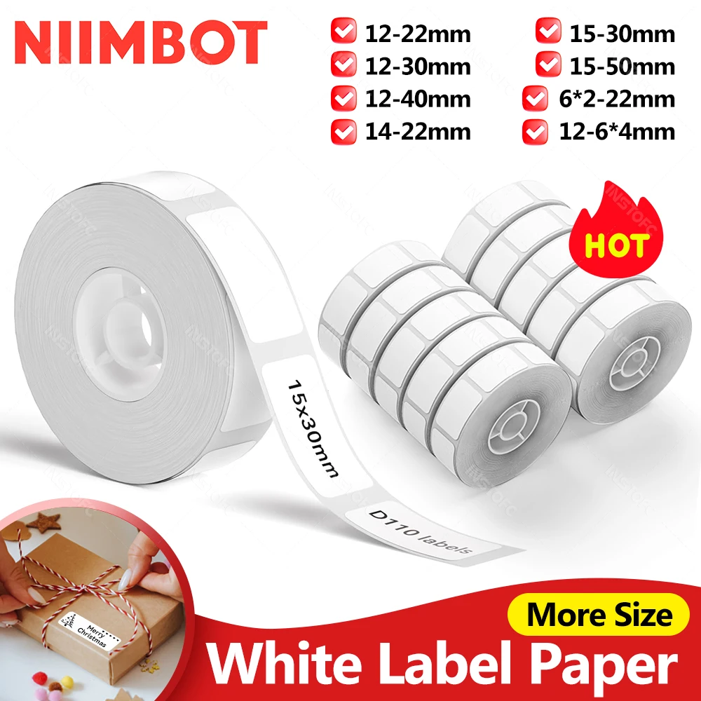 Niimbot D11 Label Sticker D110 D11H D110M Label Printer Paper self-adhesive Sticker Waterproof Pure White