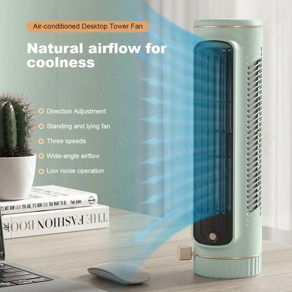 

New Tower Fan Portable Air Conditioner USB Charging Desktop Cooling Fan Vertical Fan Bladeless Summer Fan Standing Fan for Home