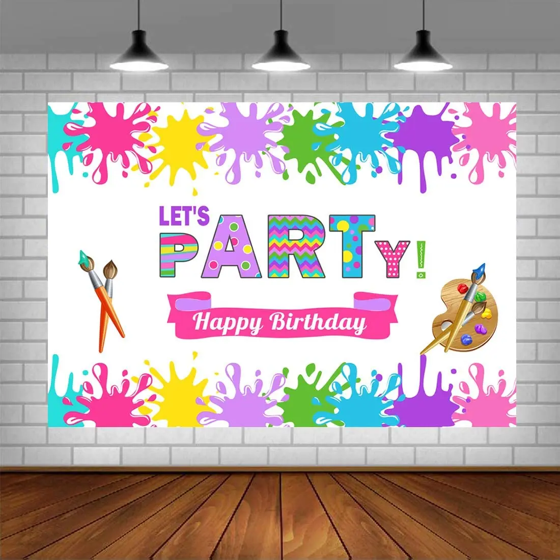 Art Party Theme Birthday Backdrop Let's Paint Background Dress A Mess Graffiti Wall Brush Event Decorations Girl Baby Shower