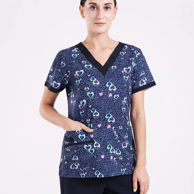 Printed V-neck Scrub sets hospital Nurse uniform doctor beauty salon dental clinic workwear Surgical gown medical uniform set