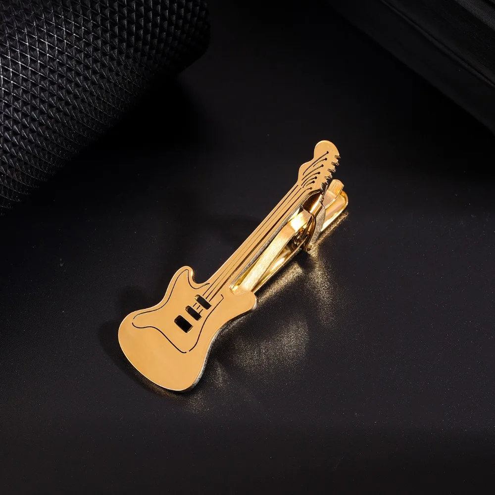 

Creative Treble Clef Guitar Tie Clip Titanium Steel Instrument Music Note Tie Pin Punk Hip Hop Piano Necktie Buckle Men
