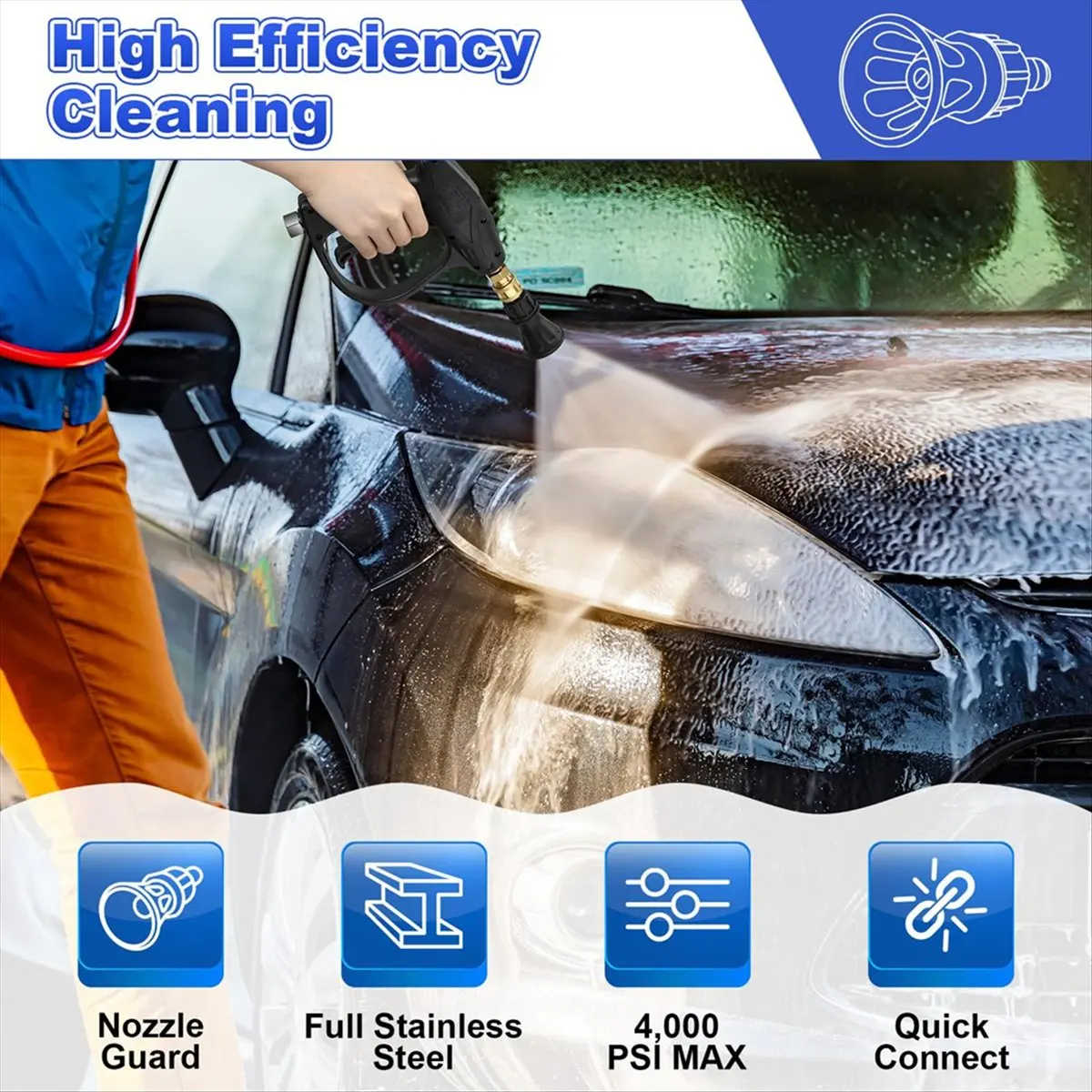 

AB09 2Pack 40 Degree Pressure Washer Nozzle Guard with 4.0 Orifice,Stainless Steel Pressure Washer Nozzle,1/4In Quick Connect