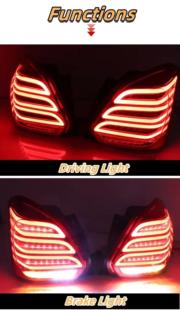 MRD For Suzuki Swift 2016 2018 2020 LED Tail Light Brake Light Reversing Lamp Turn Signal Rear Light With Two Housing Color