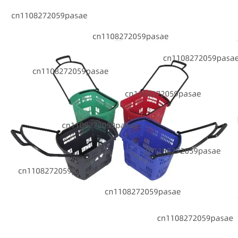 High-quality and durable large PP portable shopping basket with red and blue handle, 20L PFT, suitable for supermarkets