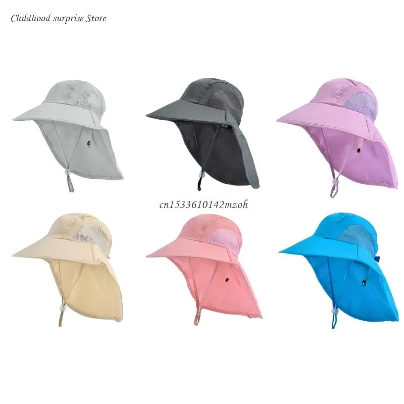 

Soft Baby Caps Neck Flap Sun Hat Summer Hat with Drawstrings Dropship