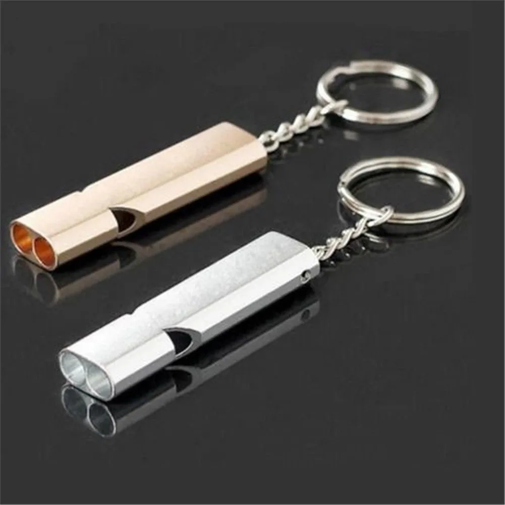 Double-frequency Alloy Aluminum Emergency Survival Whistle Outdoor Tool Keychain