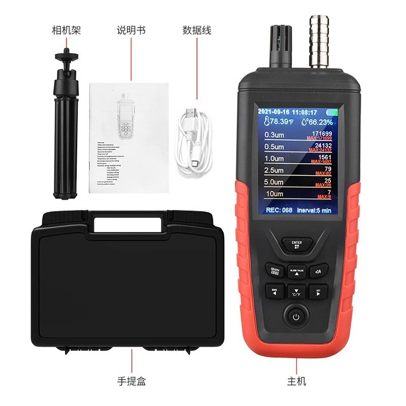 High Precision Dust Particle Counter for Cleanroom Air Quality Monitoring, Airborne Particulate Matter Tester for Smoke Device