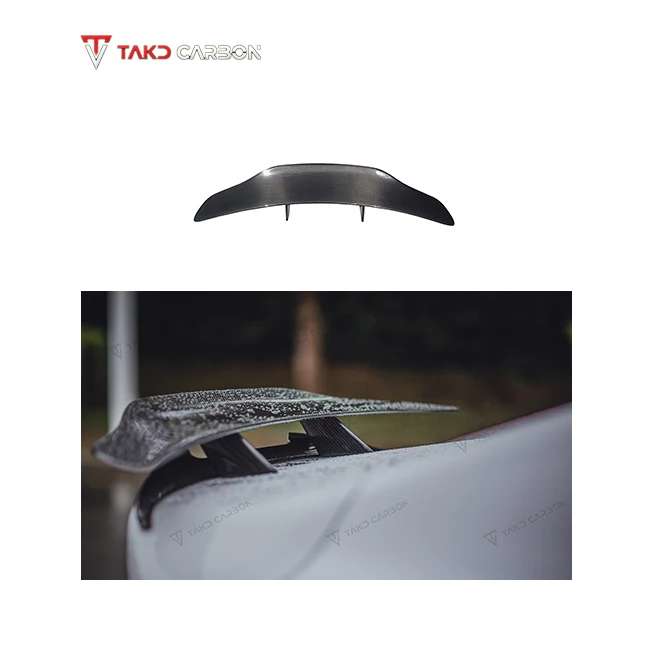 TAKD Hot Style Real Dry Carbon Fiber Rear Spoiler Wing universal trunk spoiler for cars For BMW 8 Series G16