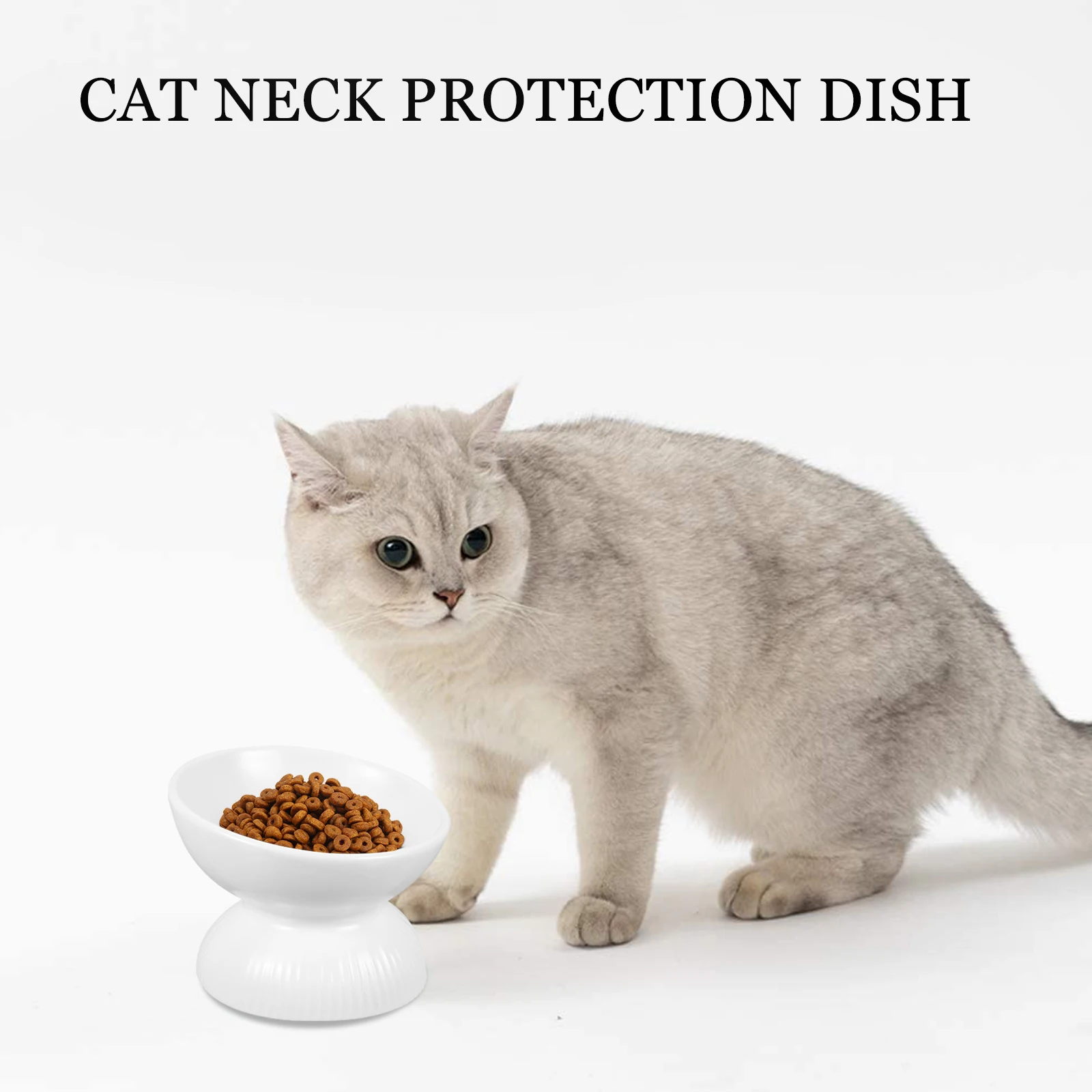

Ceramic Cat Feeder Pet Bowl Easy Eating Comfortable Licking Neck Protection Food Container Cat Bowl Pet Feeder
