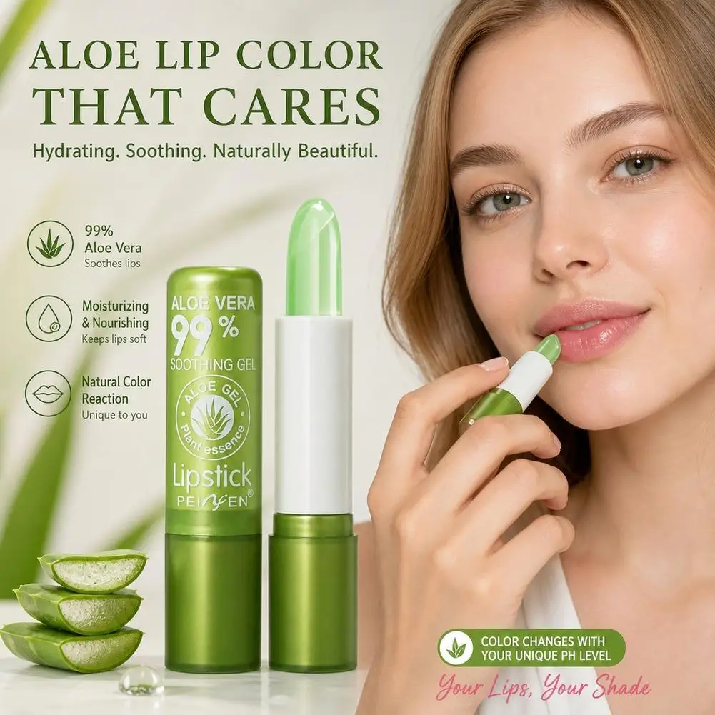 Aloe Vera Lipstick Batom Natural Temperature Change Color Jelly Lip stick Long Lasting Moistourizing Nutritious Lip Balm Makeup