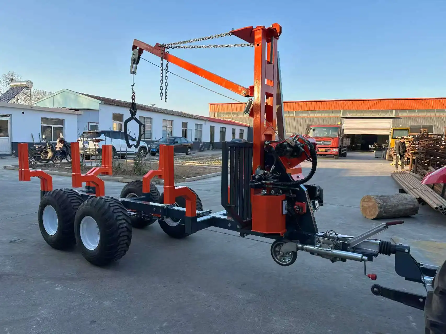 Timber Trailer With Crane ATV Forestry Log Trailer With 2 Ton Capacity And Remote Control Winch