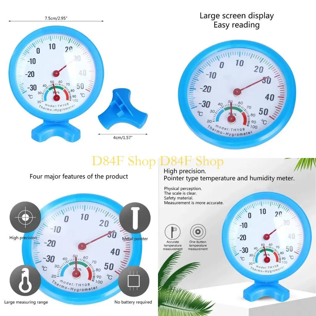 D84F Upgrade Thermometer Hygrometer Temperature Measure Tools for Home Office Indoor Outdoor Hygrometer Humidity Thermometer
