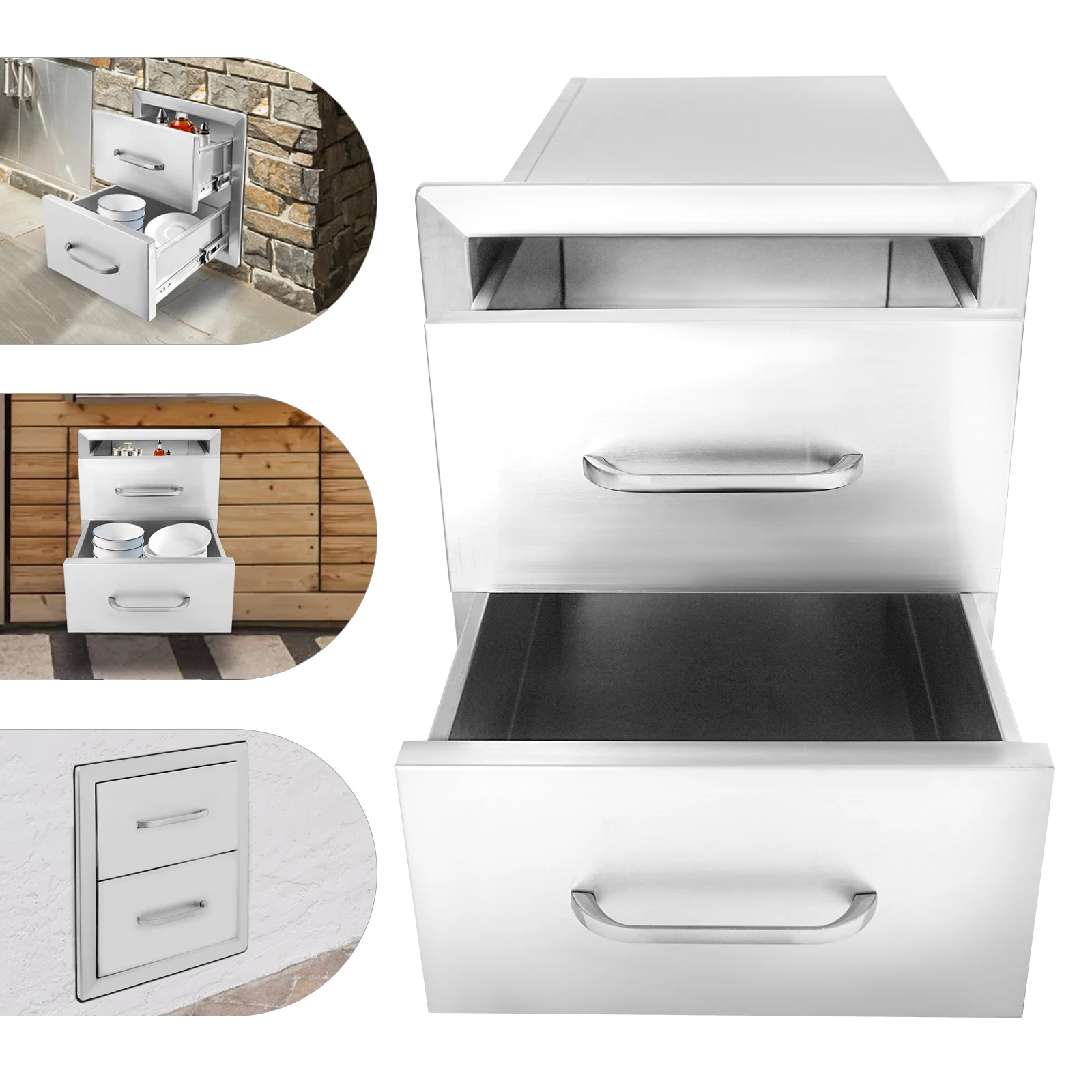 

Выдвижные ящики для уличной кухни 14*14.3*23 дюйма, ящики для барбекю-островов, выдвижные ящики из нержавеющей стали для использования на уличных кухнях
