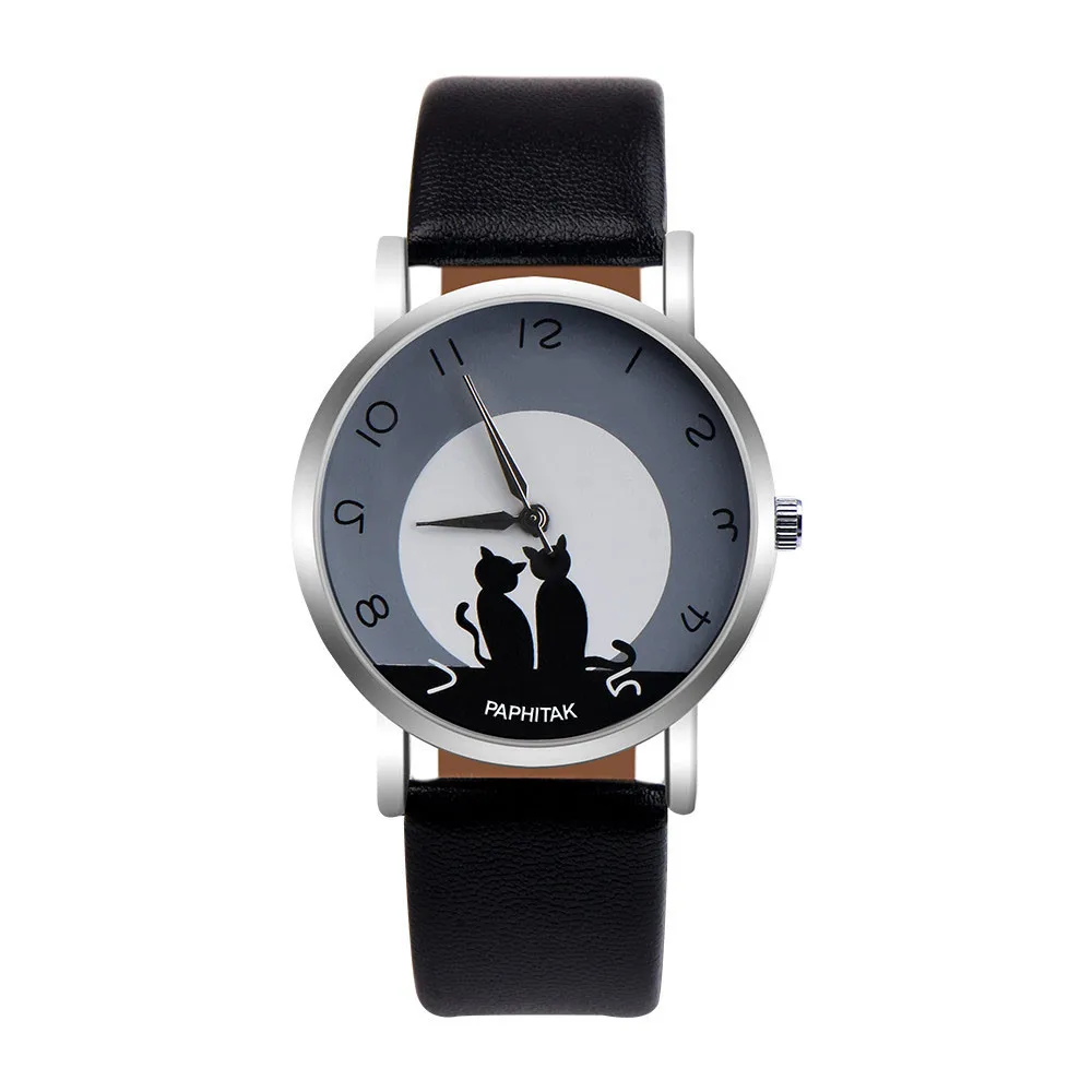 Reloj de cuarzo analógico de piel sintética de gato Para Mujer, Reloj de pulsera duradero de alta calidad, Reloj versátil de moda Para Mujer