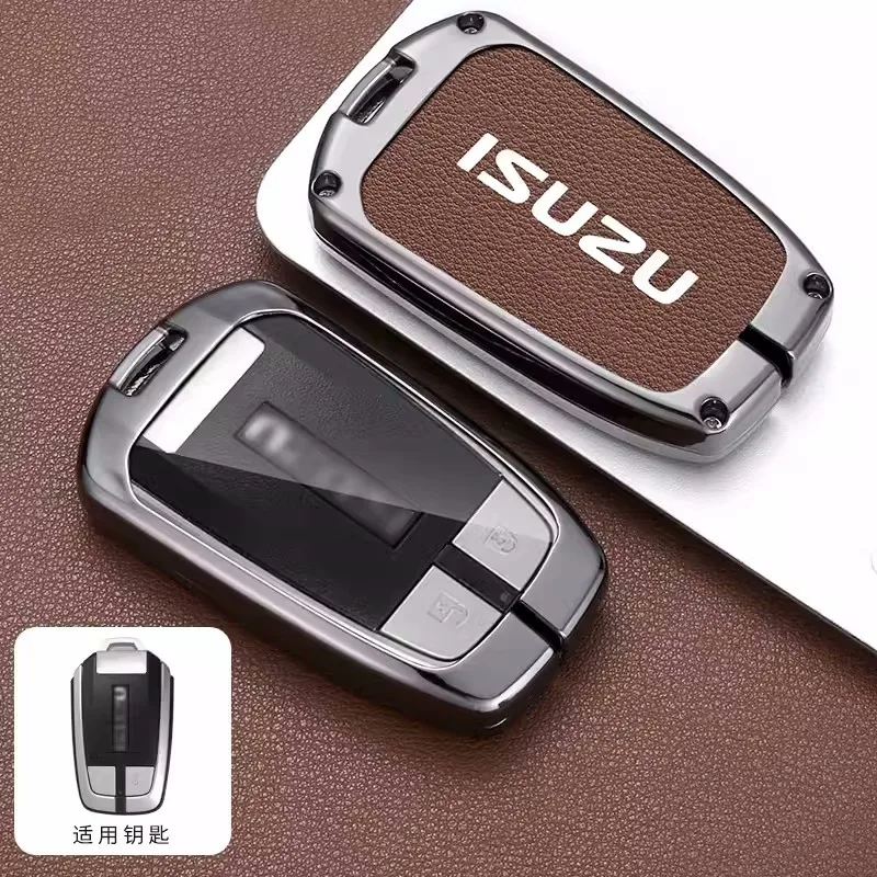 Alloy Leather Car Smart Remote Key Fob Case Cover Protector Shell For Isuzu D-MAX MUX Truck DMAX 2015 2016 2017 2018 2019 2020